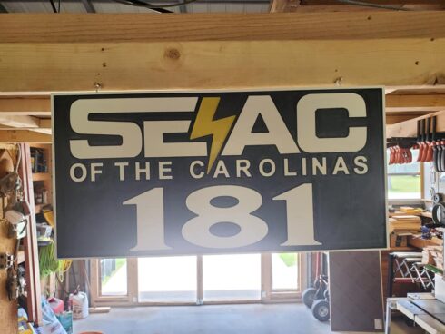 Weather Proof Two Tone Two Sided Sign 24"x12"x1/2" -visual description