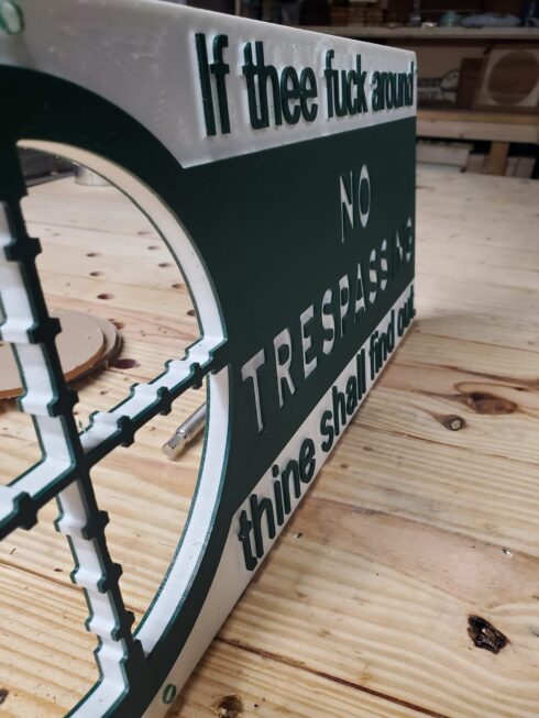 FAFO No Trespassing Sign -visual description