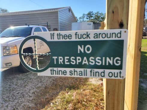 FAFO No Trespassing Sign -visual description
