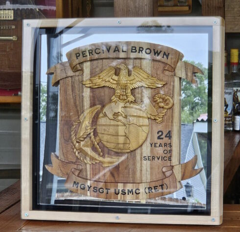 shadow box plaque -visual description