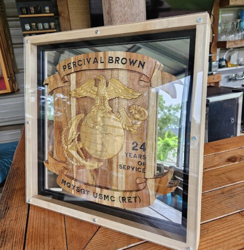 Shadow Box Plaque -visual description