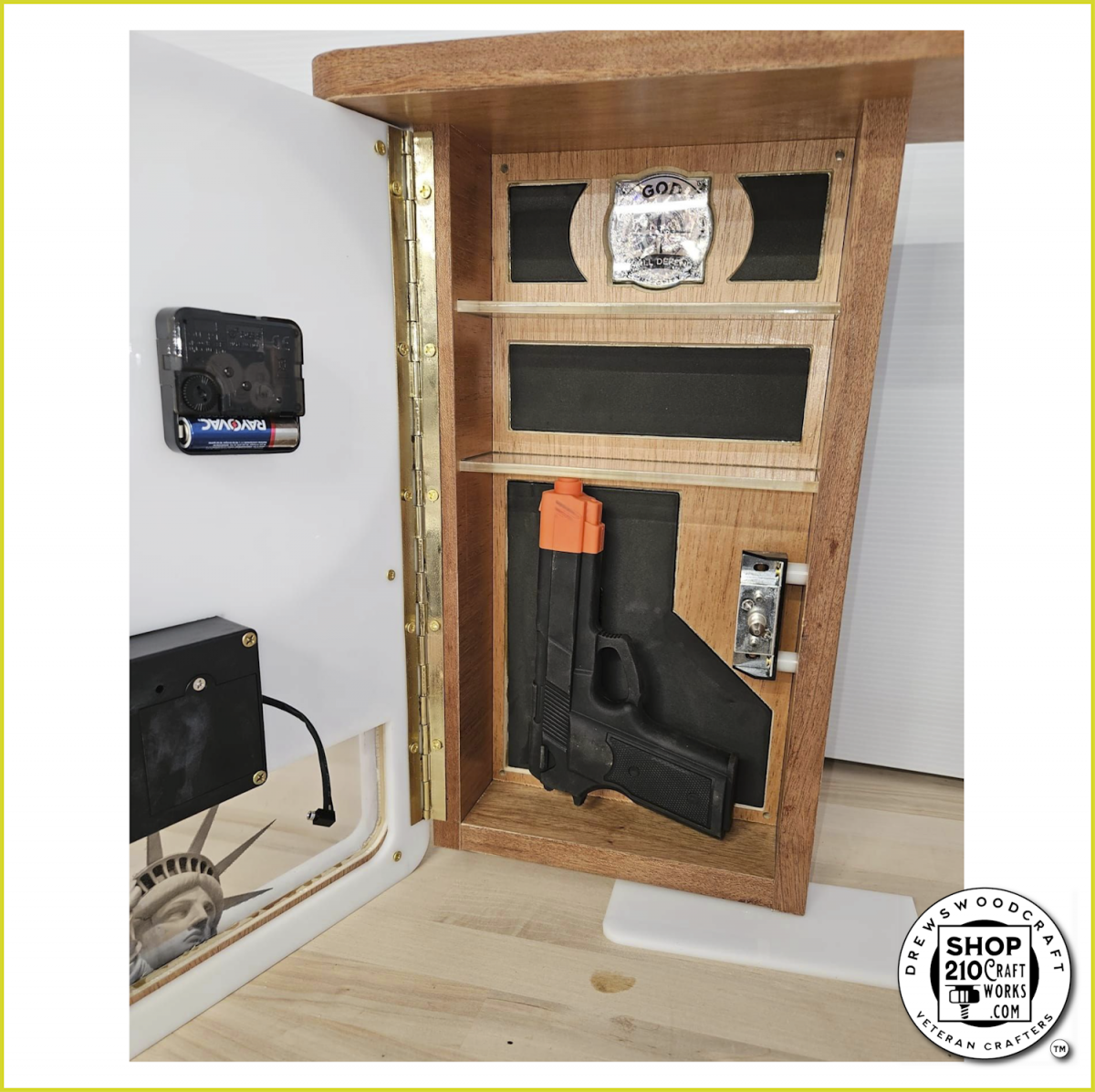 Liberty Model RFID Safe Clock Interior with toy weapon