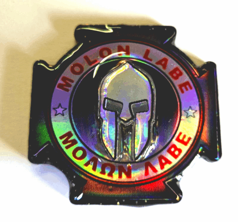 molon labe medallion -visual description