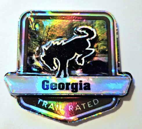 Georgia Trail Rated Bronco Medallion -visual description