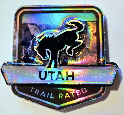 Utah Trail Rated Bronco Medallion -visual description