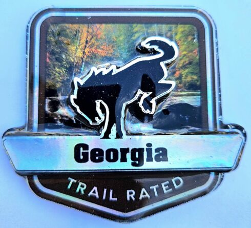 Georgia Bronco Trail Rated Medallion -visual description