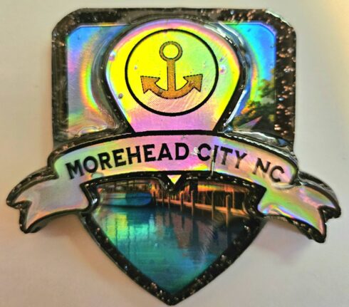 Morehead City Port of Call Medallion for cars -visual description