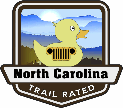 North Carolina Trail Rated Jeep/Duck Medallion -visual description