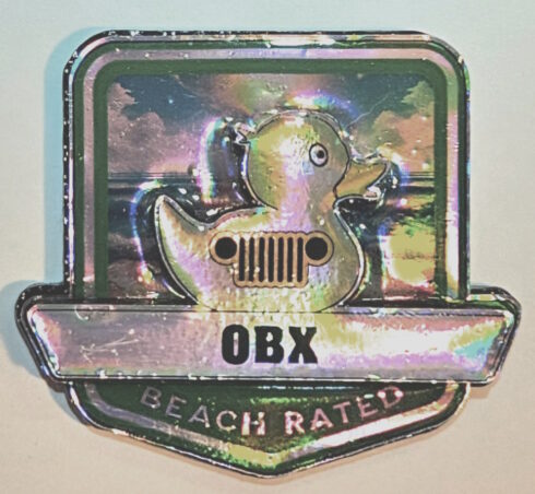 Outer Banks (OBX) Beach Rated Jeep Medallion/Badge -visual description