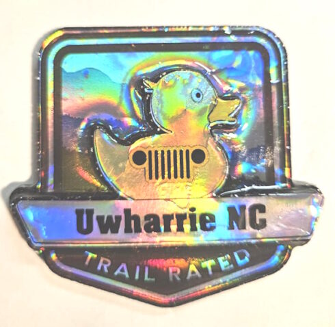 Uwharrie Trail Rated Jeep Medallion -visual description