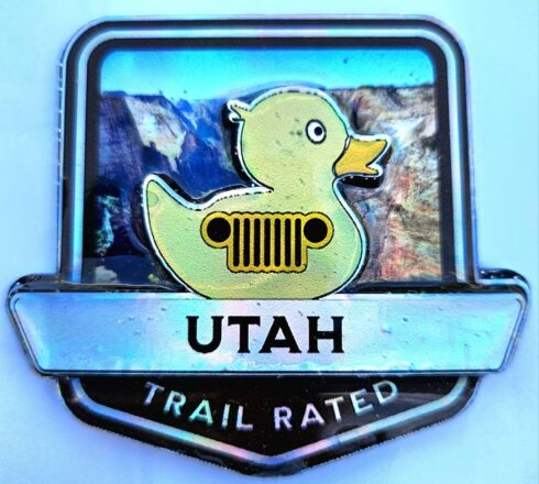 Utah Jeep Trail Rated Medallion/Badge -visual description