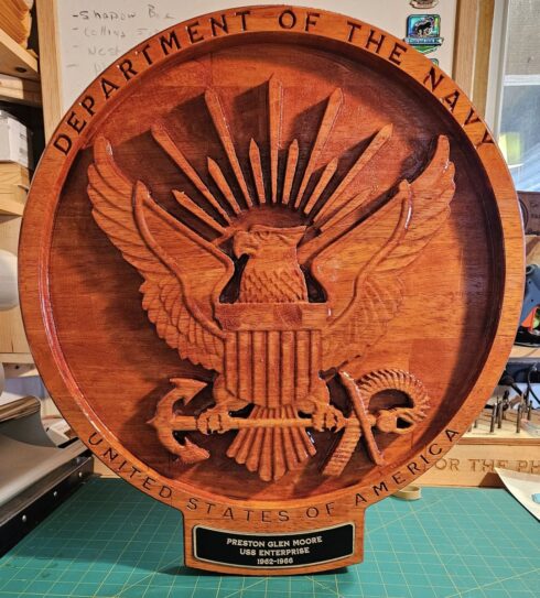 Navy Coat of Arms Carving with Plaque - Image 8 -visual description