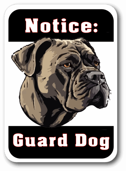 Guard Dog Notice Garden Sign -visual description