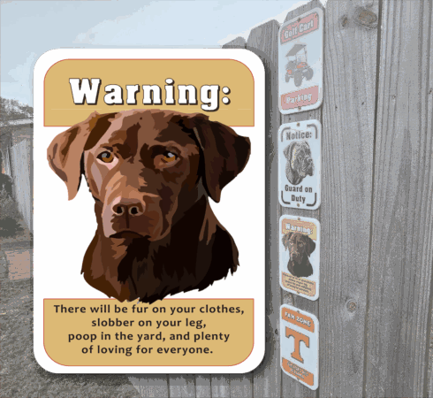 Warning Puppy sign -visual description