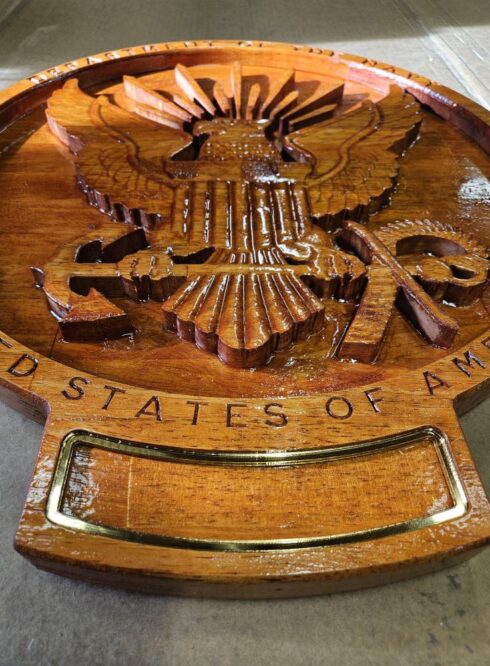 Navy Coat of Arms Carving with Plaque - Image 5 -visual description
