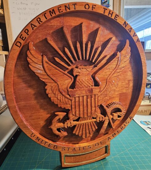 Navy Coat of Arms Carving with Plaque - Image 7 -visual description