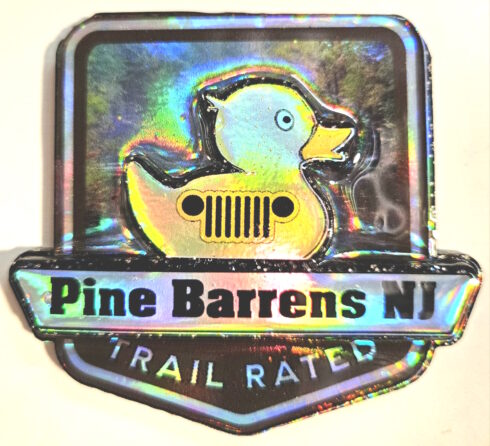 Pine Barrens NJ Trail Rated Jeep Badge/Medallion -visual description