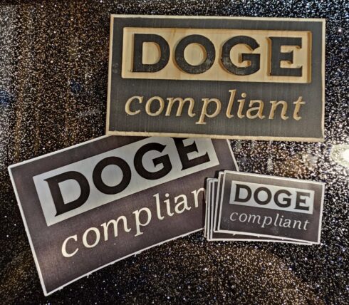 DOGE-Compliant Placard and Decal Set -visual description