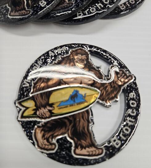 Virginia Area Broncos Medallion -visual description