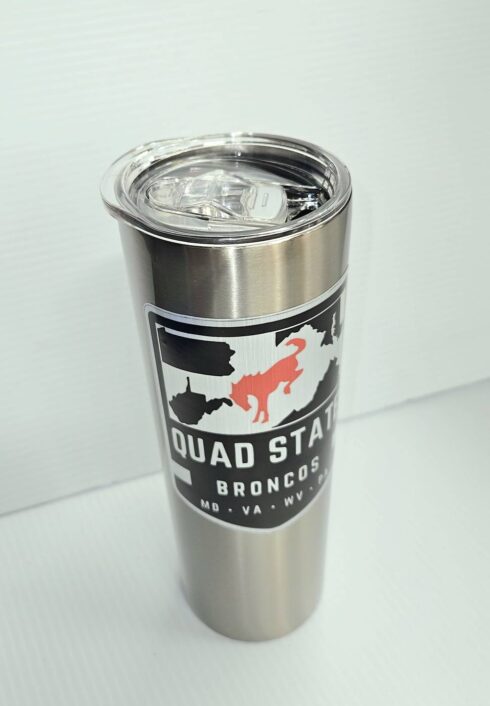 Quad State Broncos Tumbler -visual description