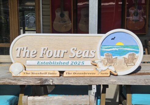 Beach Sign -visual description