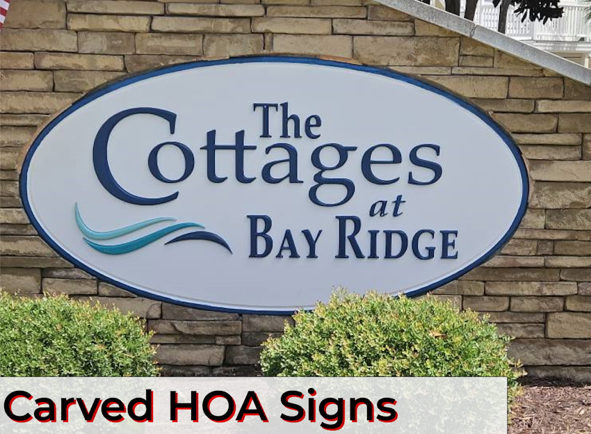 Carved HOA Entrance Signs -visual description