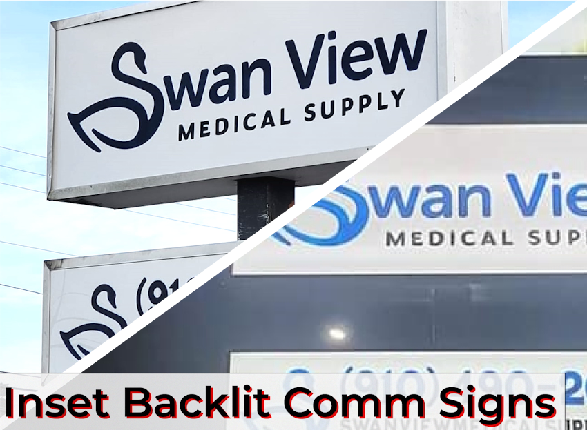 Inset Backlit Commercial Signs (light box, carved acrylic) -visual description