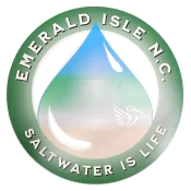 SWiL-EI (Saltwater is Life on Emerald Isle) This is on a 15 inch round(ish) die cut slab of maxmetal with a decal laminated to it- die cut. -visual description